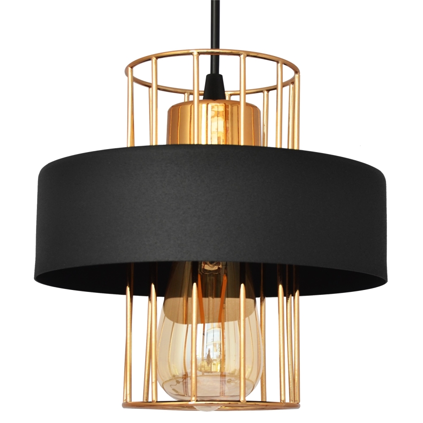 Lampadario a sospensione con filo VOLTA 1xE27/15W/230V nero/oro