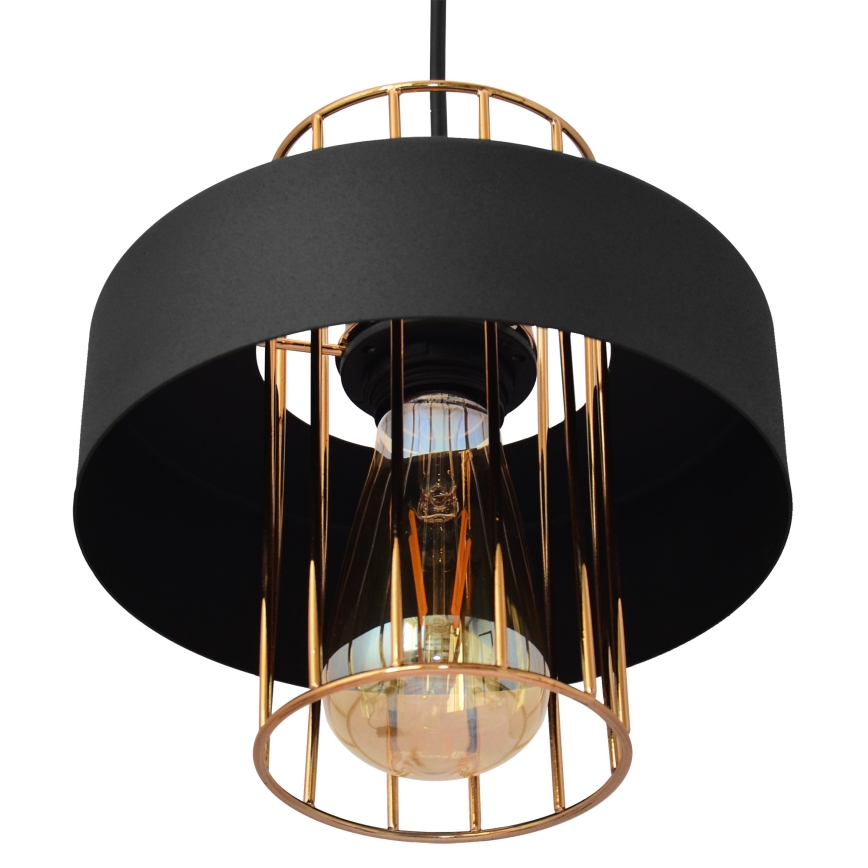 Lampadario a sospensione con filo VOLTA 1xE27/15W/230V nero/oro