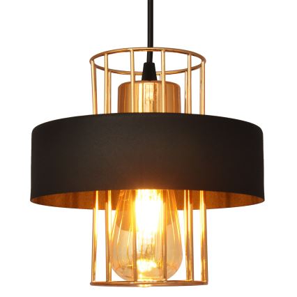 Lampadario a sospensione con filo VOLTA 1xE27/15W/230V nero/oro
