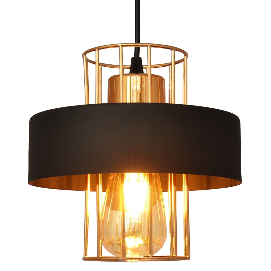 Lampadario a sospensione con filo VOLTA 1xE27/15W/230V nero/oro