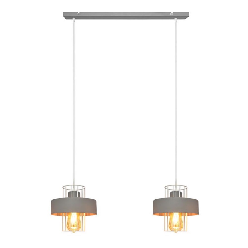 Lampadario a sospensione con filo VOLTA 2xE27/15W/230V grigio