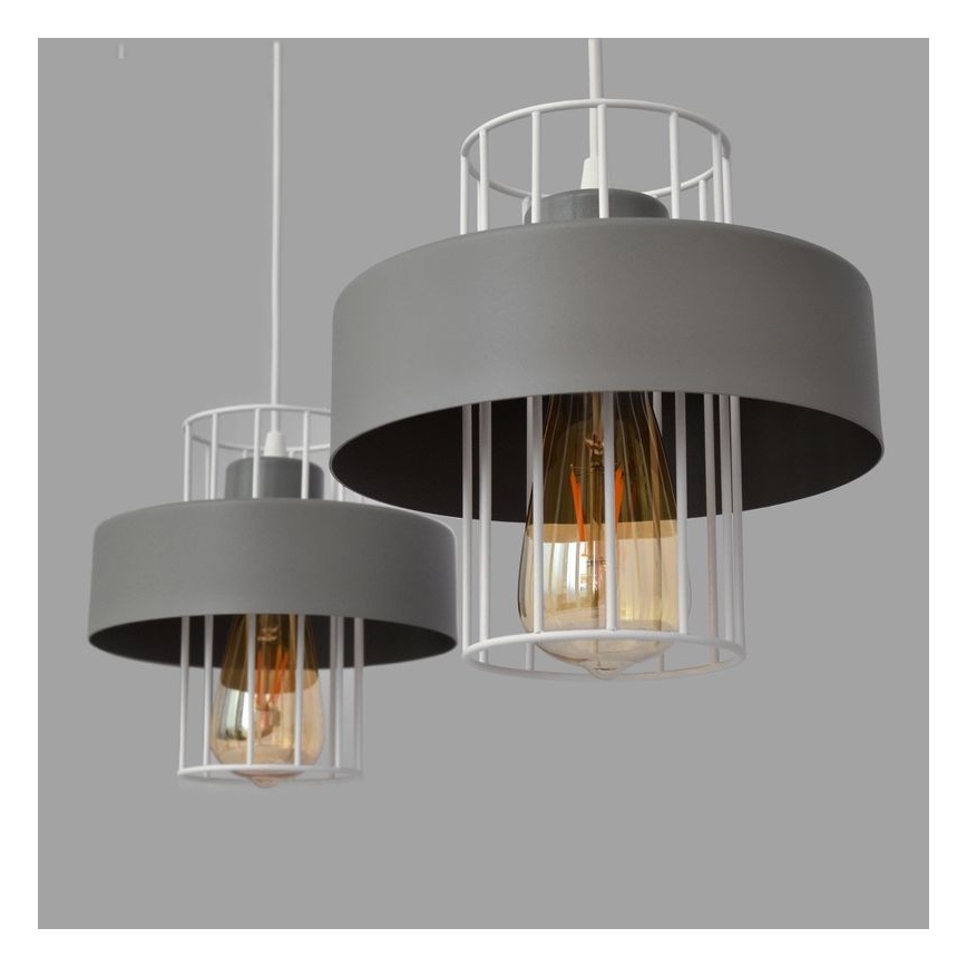 Lampadario a sospensione con filo VOLTA 2xE27/15W/230V grigio