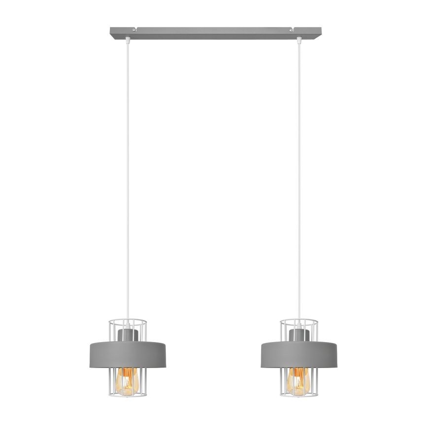 Lampadario a sospensione con filo VOLTA 2xE27/15W/230V grigio