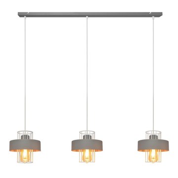 Lampadario a sospensione con filo VOLTA 3xE27/15W/230V grigio
