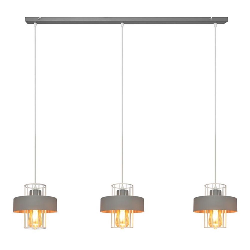Lampadario a sospensione con filo VOLTA 3xE27/15W/230V grigio