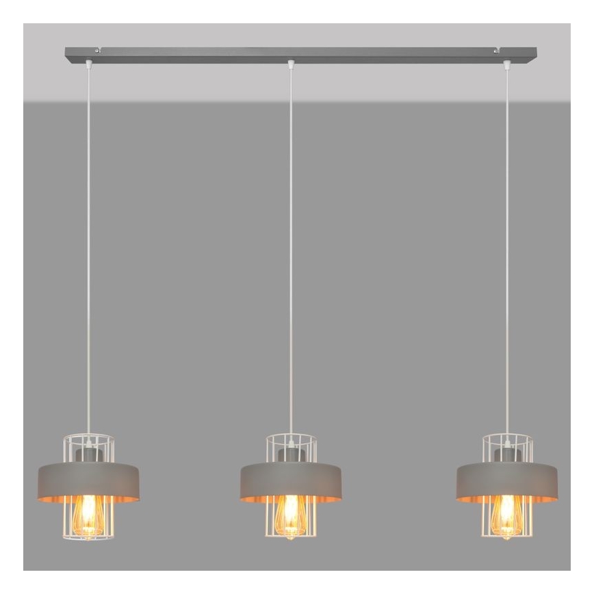 Lampadario a sospensione con filo VOLTA 3xE27/15W/230V grigio