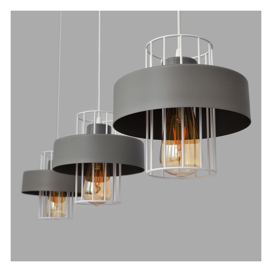 Lampadario a sospensione con filo VOLTA 3xE27/15W/230V grigio