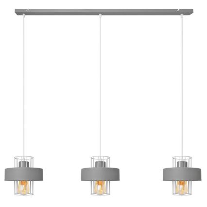 Lampadario a sospensione con filo VOLTA 3xE27/15W/230V grigio