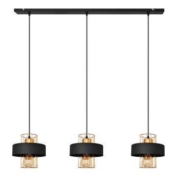 Lampadario a sospensione con filo VOLTA 3xE27/15W/230V nero/oro