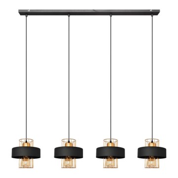 Lampadario a sospensione con filo VOLTA 4xE27/15W/230V nero/oro
