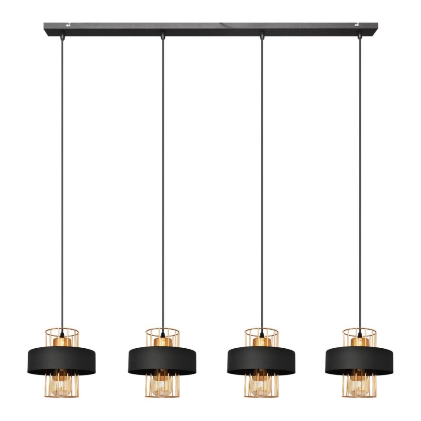 Lampadario a sospensione con filo VOLTA 4xE27/15W/230V nero/oro