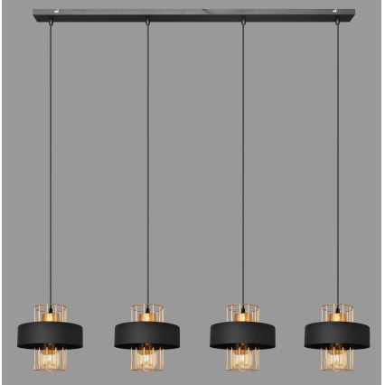 Lampadario a sospensione con filo VOLTA 4xE27/15W/230V nero/oro