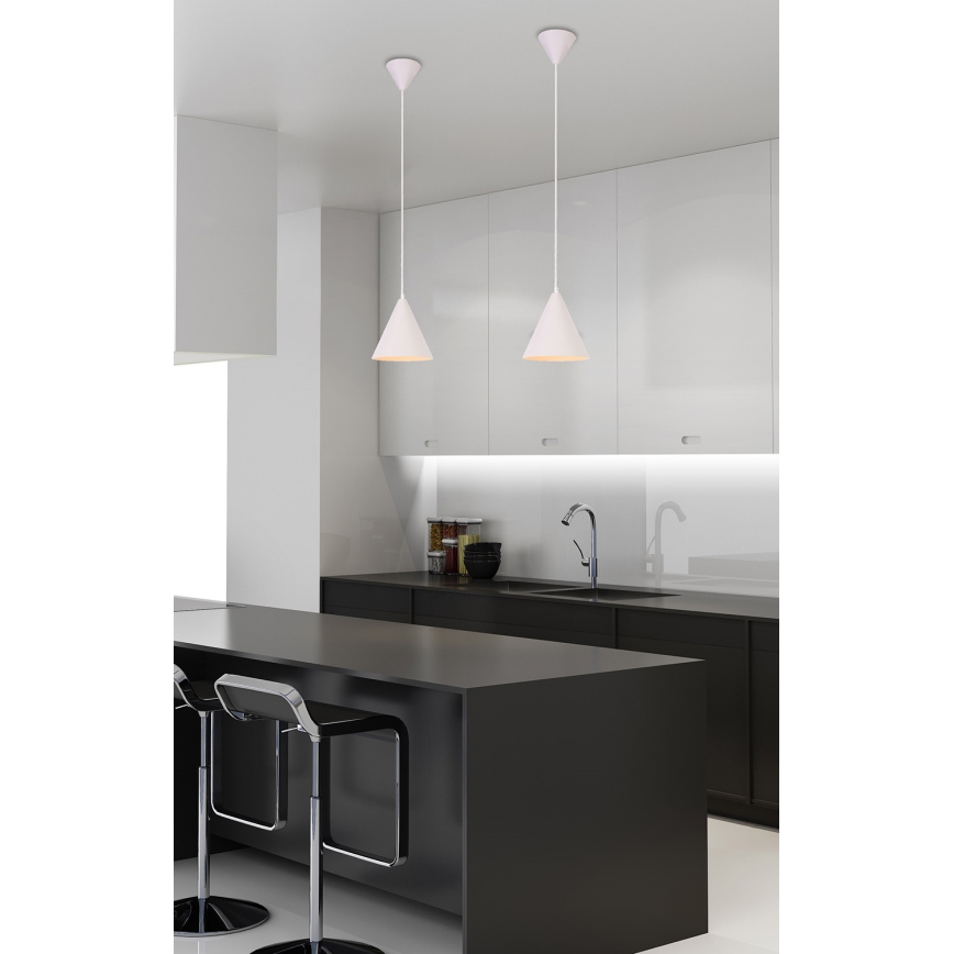 Lampadario a sospensione con filo VOSS 1xE27/40W/230V bianco