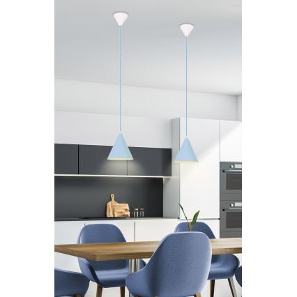 Lampadario a sospensione con filo VOSS 1xE27/40W/230V blu/bianco