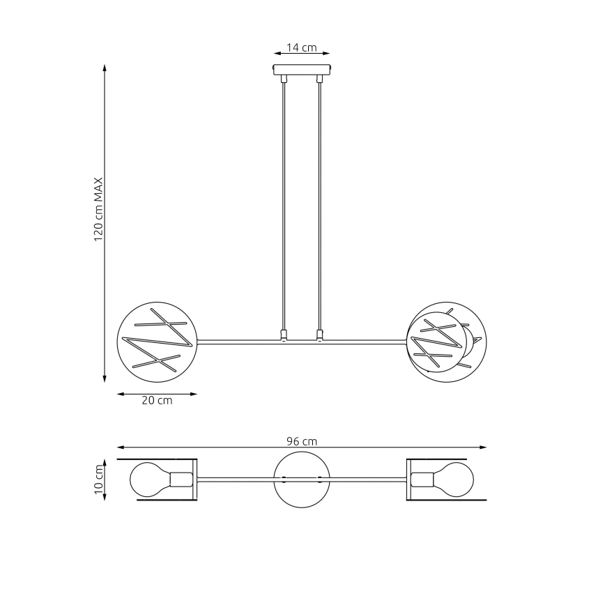Lampadario a sospensione con filo XOTIC 2xE27/15W/230V nero