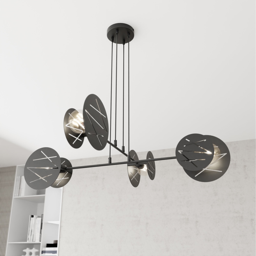 Lampadario a sospensione con filo XOTIC 4xE27/15W/230V nero