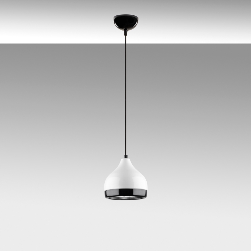 Lampadario a sospensione con filo YILDO 1xE27/40W/230V bianco/nero