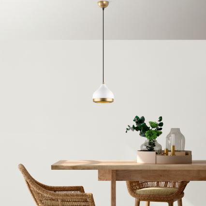 Lampadario a sospensione con filo YILDO 1xE27/40W/230V bianco/oro
