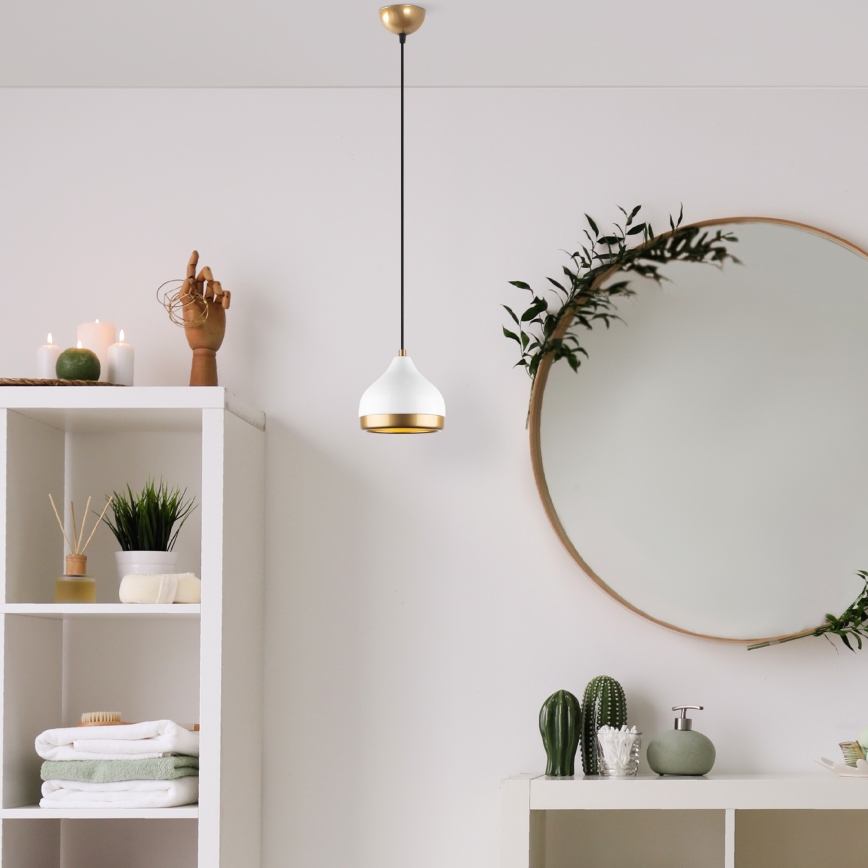 Lampadario a sospensione con filo YILDO 1xE27/40W/230V bianco/oro
