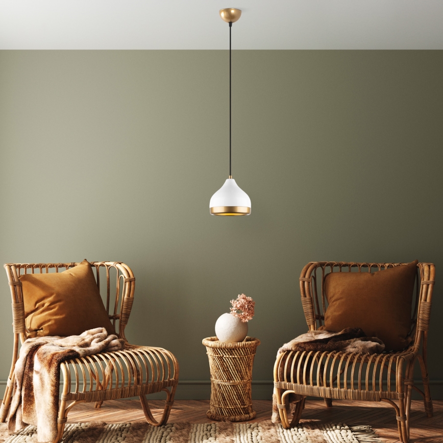 Lampadario a sospensione con filo YILDO 1xE27/40W/230V bianco/oro