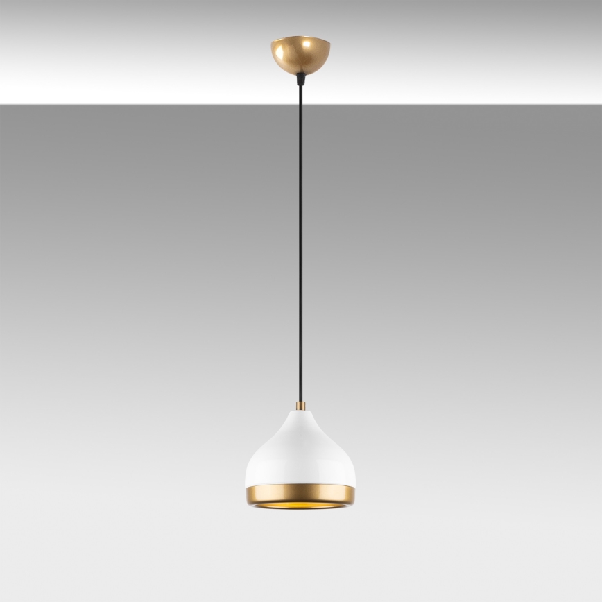 Lampadario a sospensione con filo YILDO 1xE27/40W/230V bianco/oro