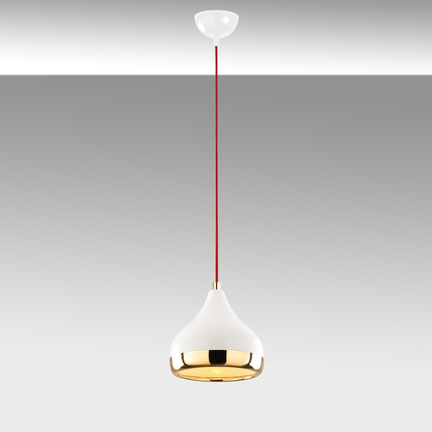 Lampadario a sospensione con filo YILDO 1xE27/40W/230V bianco/oro/rosso