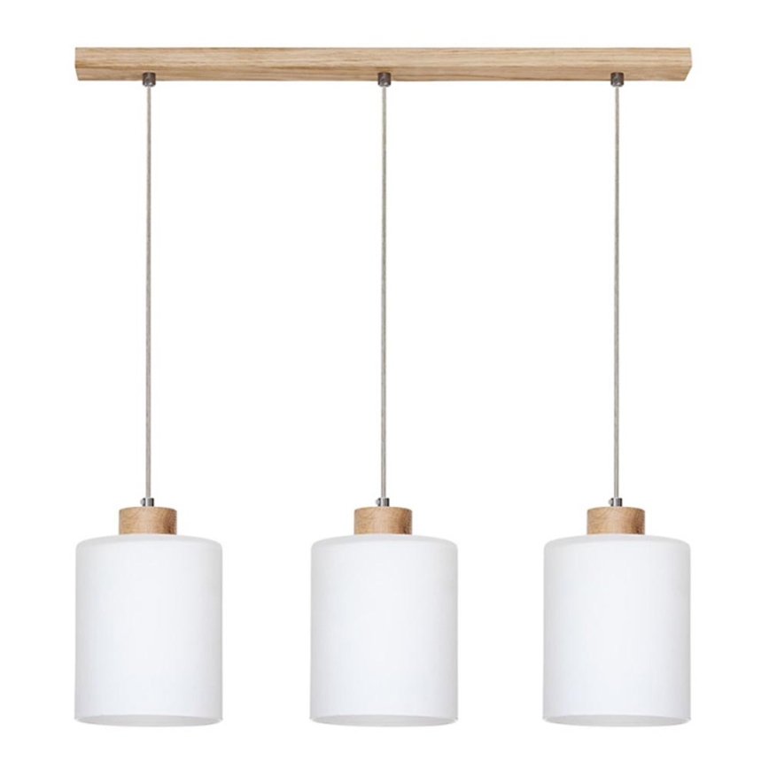 Lampadario a sospensione con filo ZEFIR 3xE27/60W/230V quercia