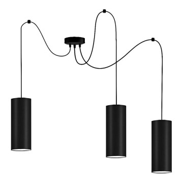 Lampadario a sospensione con filo ZIK 3xE27/40W/230V ragno nero