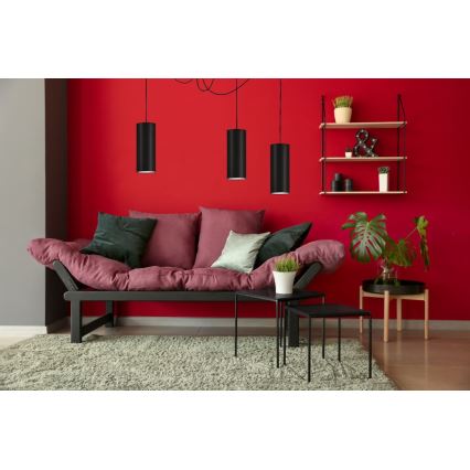 Lampadario a sospensione con filo ZIK 3xE27/40W/230V ragno nero