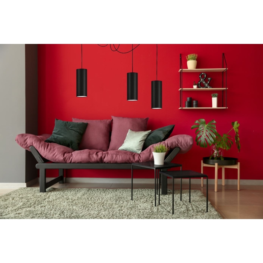 Lampadario a sospensione con filo ZIK 3xE27/40W/230V ragno nero