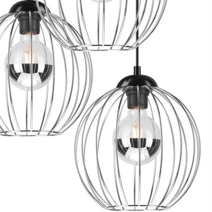 Lampadario a sospensione con filo ZOYA 3xE27/60W/230V cromo lucido