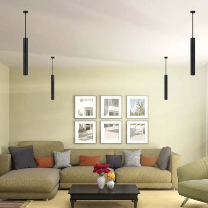 Lampadario a sospensione con supporto rigido 1xGU10/35W/230V 50 cm nero