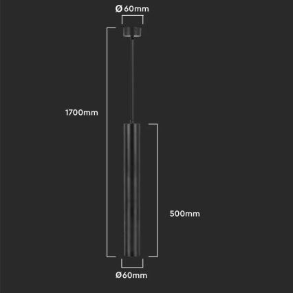 Lampadario a sospensione con supporto rigido 1xGU10/35W/230V 50 cm nero