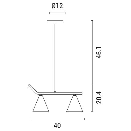 Lampadario a sospensione con supporto rigido 2xE27/40W/230V nero