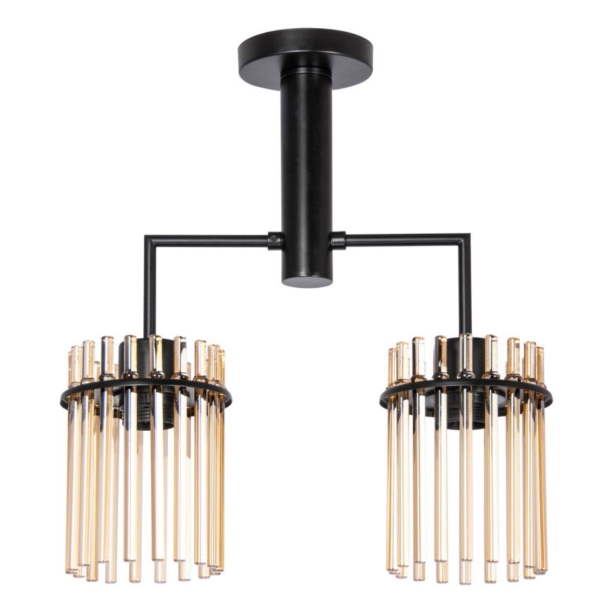 Lampadario a sospensione con supporto rigido 2xE27/60W/230V nero/fumé