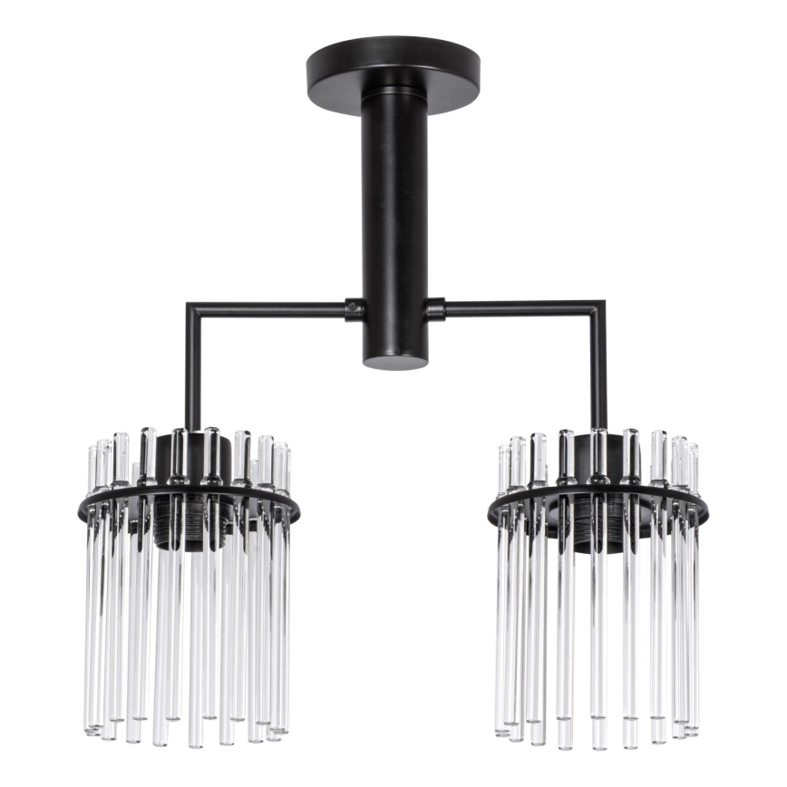 Lampadario a sospensione con supporto rigido 2xE27/60W/230V nero/limpido