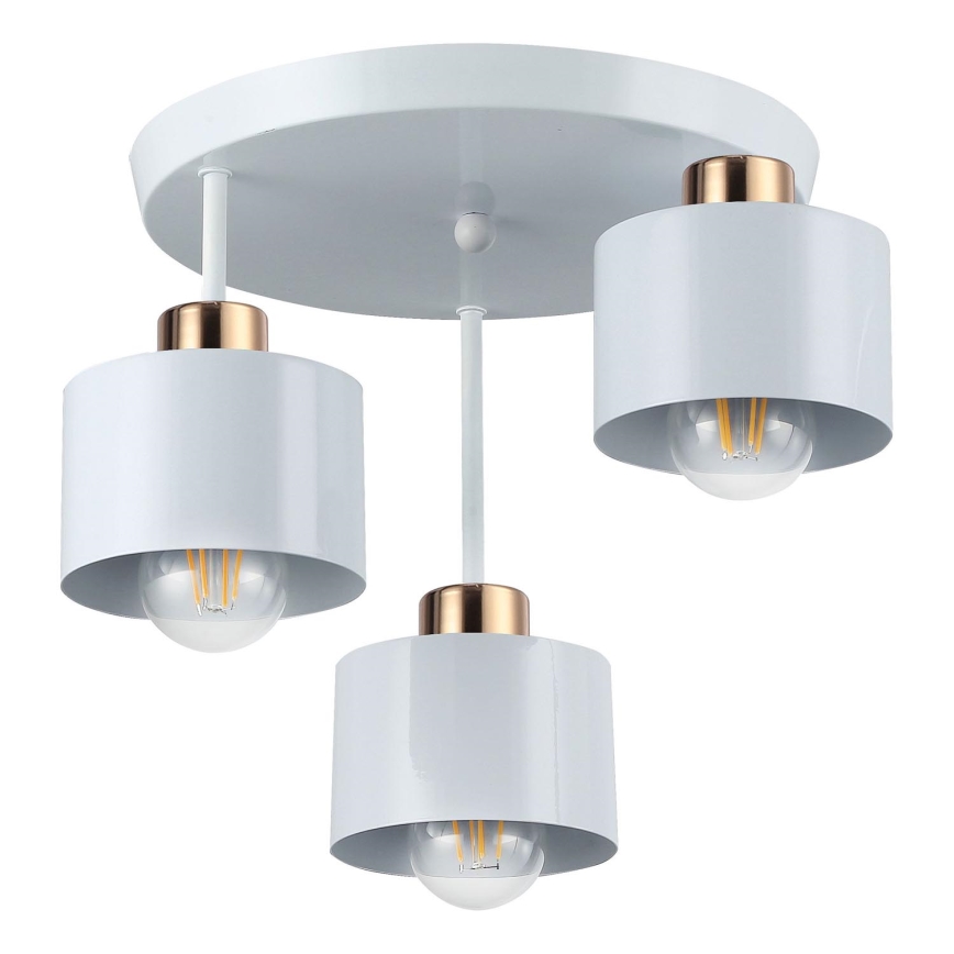 Lampadario a sospensione con supporto rigido 3xE27/35W/230V diametro 30 cm bianco/oro