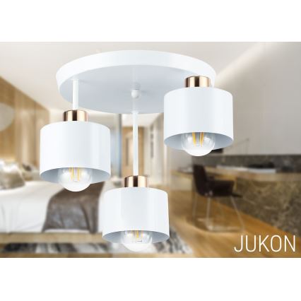 Lampadario a sospensione con supporto rigido 3xE27/35W/230V diametro 30 cm bianco/oro