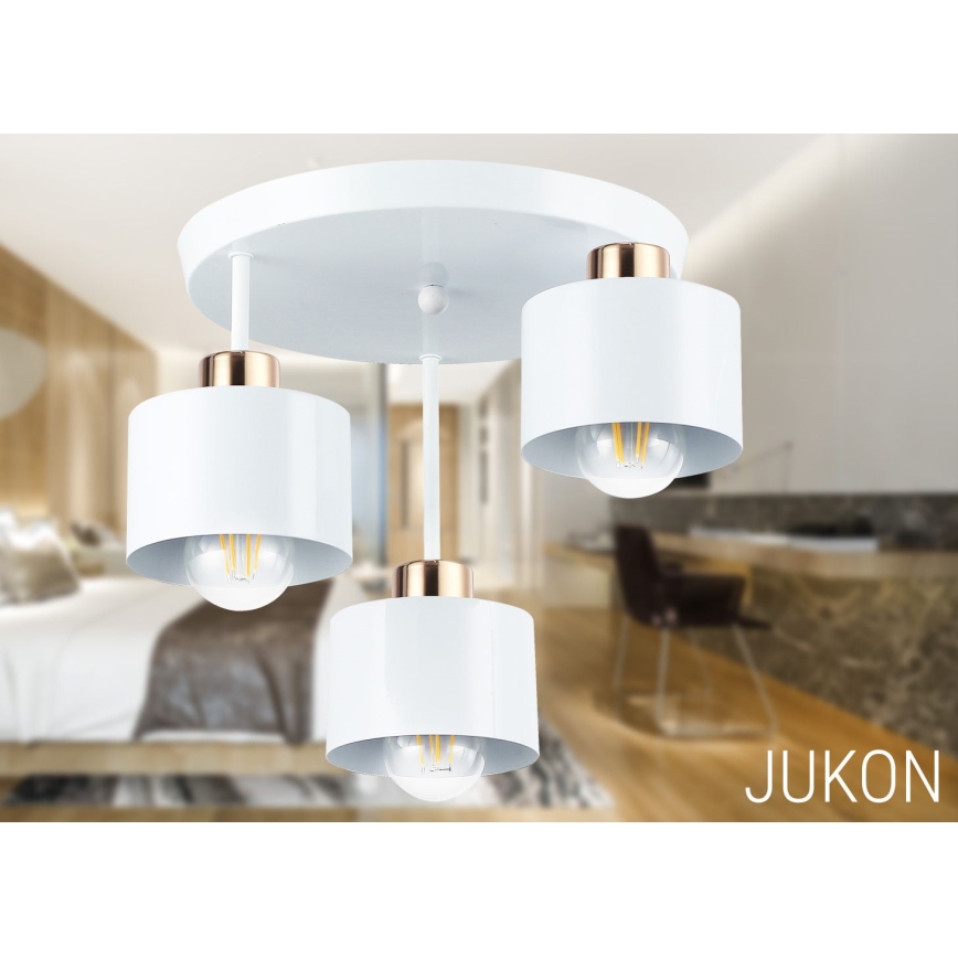 Lampadario a sospensione con supporto rigido 3xE27/35W/230V diametro 30 cm bianco/oro