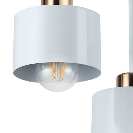 Lampadario a sospensione con supporto rigido 3xE27/35W/230V diametro 30 cm bianco/oro
