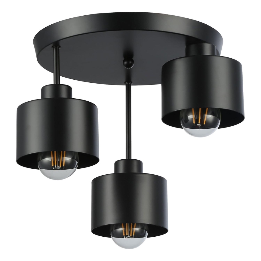 Lampadario a sospensione con supporto rigido 3xE27/35W/230V diametro 30 cm nero