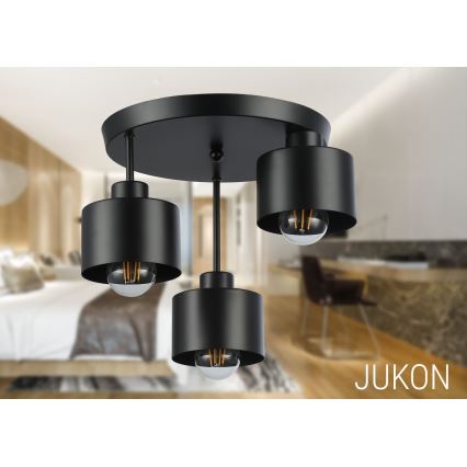 Lampadario a sospensione con supporto rigido 3xE27/35W/230V diametro 30 cm nero