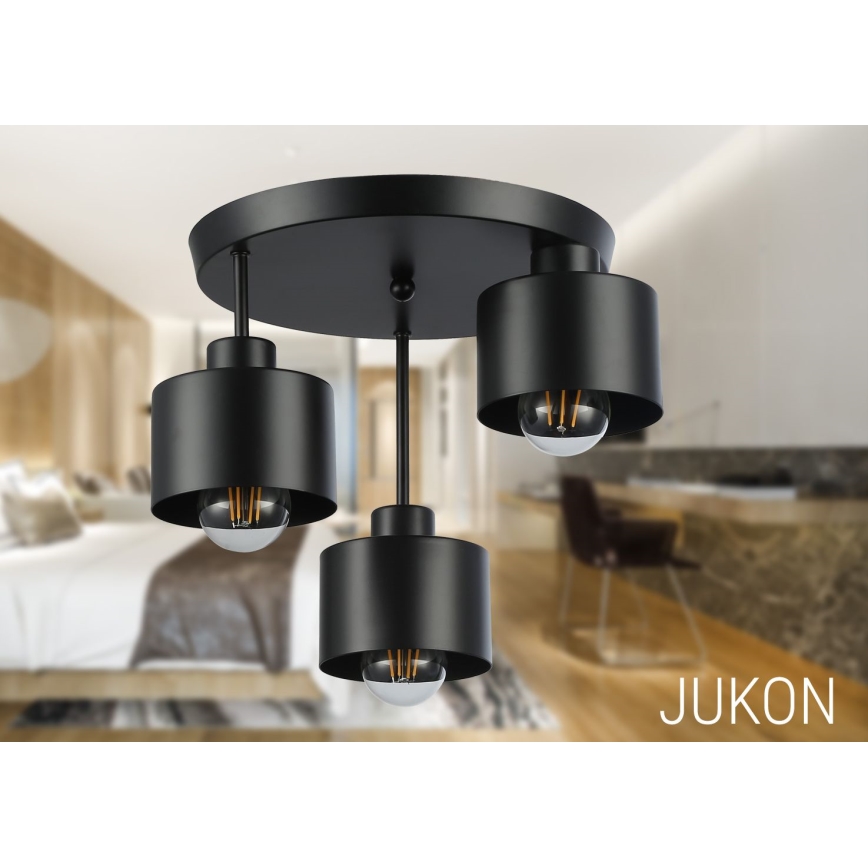 Lampadario a sospensione con supporto rigido 3xE27/35W/230V diametro 30 cm nero