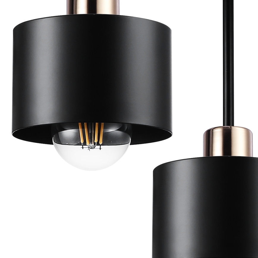Lampadario a sospensione con supporto rigido 3xE27/35W/230V diametro 30 cm nero/oro