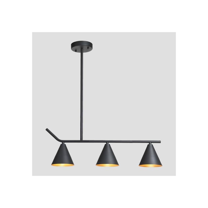 Lampadario a sospensione con supporto rigido 3xE27/40W/230V nero