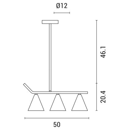 Lampadario a sospensione con supporto rigido 3xE27/40W/230V nero