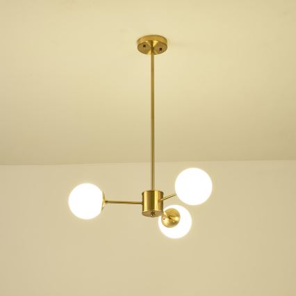 Lampadario a sospensione con supporto rigido 3xE27/40W/230V ottone