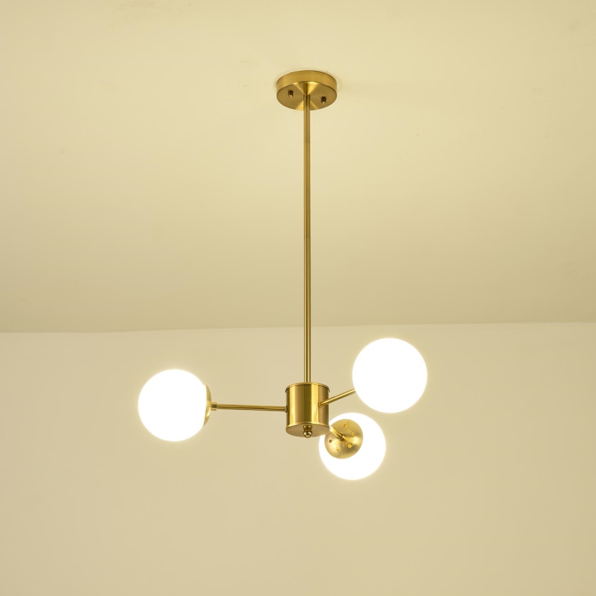 Lampadario a sospensione con supporto rigido 3xE27/40W/230V ottone