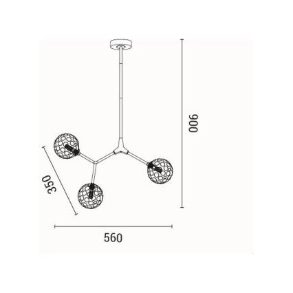 Lampadario a sospensione con supporto rigido 3xG9/15W/230V grigio