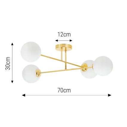 Lampadario a sospensione con supporto rigido 4xE27/35W/230V diametro 70 cm oro